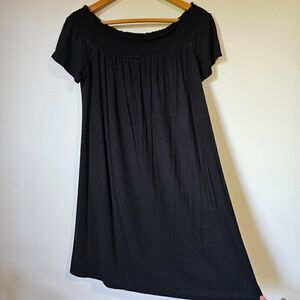 EUC SO BLACK PERFECTLY SOFT OFF SHOULDER ELASTIC SWING STYLE SHORT DRESS SIZE L